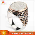 New design hot sale for 2016 Saudi arabic gold plated pave setting 925 silver men engagement ring model